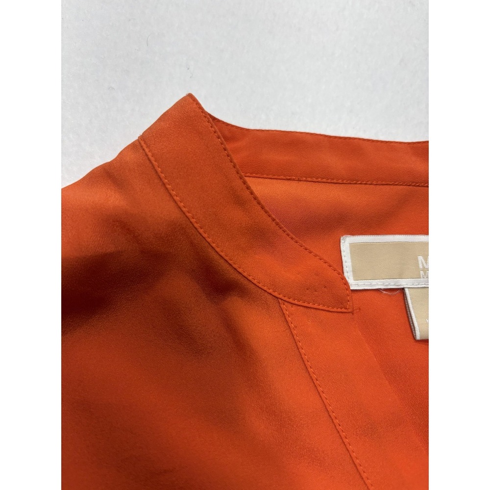 MICHAEL Michael Kors Blouse Womens Large Orange V Neck Zip Pocket Tunic Top - Picture 3 of 16